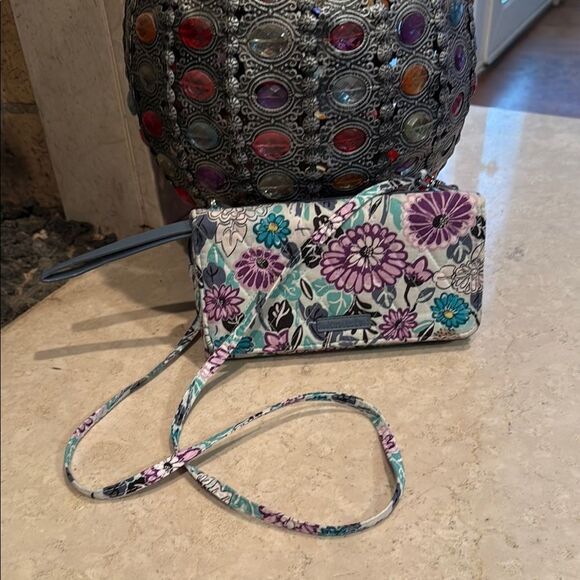 Vera Bradley Handbags - Vera Bradley Purple and Blue Clutch Wristlet with retractable wristband.
